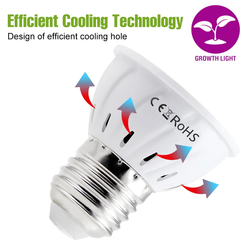 W E27/E26 LED Grow Light GU10 Full Spectrum Plant Lamp E14 For Indoor Potted Fruit Flower MR16 Cultivation Lighting AC220V 7W5W - view 2