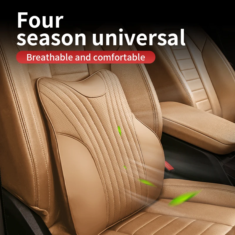 Nappa Leather Car Seat Lumbar Support Pillow, Removable & Washable, Non-Slip, Wear-Resistant & Scratch-Resistant Fabric