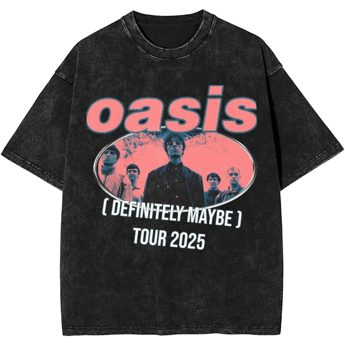 O-Oasis Definitely Maybe Tour T Shirts Streetwear for Men Women Rock Music Band Vintage Tee Shirt 100% Cotton Hiphop Style