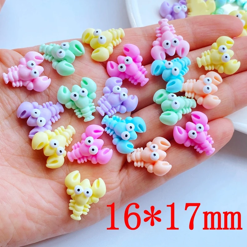 20Pcs Kawaii Cartoon Lobster Resin Cabochons, Mini Flatback Embellishments for Scrapbook DIY, Phone Case Nail Art Decor, Gift