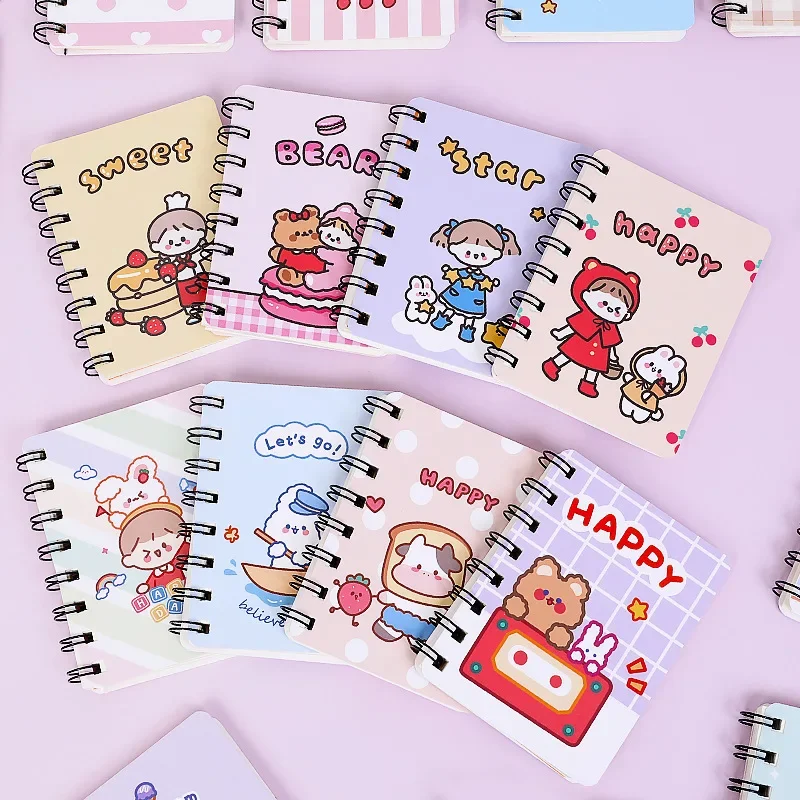 A7 Cute Rollover Mini Portable Coil Notepad Pockets Notebook Diary Exercise Book School Office Supply Office Accessories