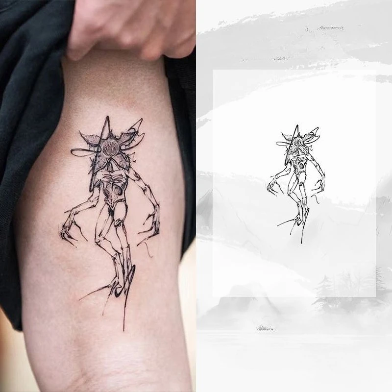 

Причудливая временная татуировка с дубленным большим ртом на лице, монстр, травяной сок, водостойкая поддельная татуировка, наклейка, подходит для 15-дневной мужской татуировки