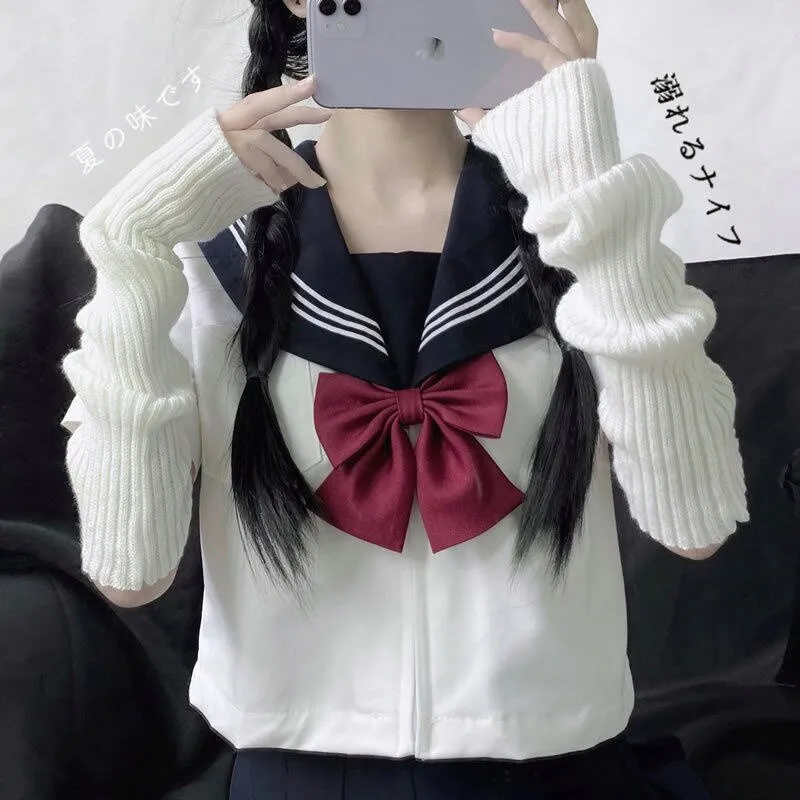 Gebreide Sokken Vingerloze Handschoenen Arm- en Beenwarmer JK College Stijl Dames Herfst Winter Warm Mid-tube Stapel Sok Y2k Mode Meisje