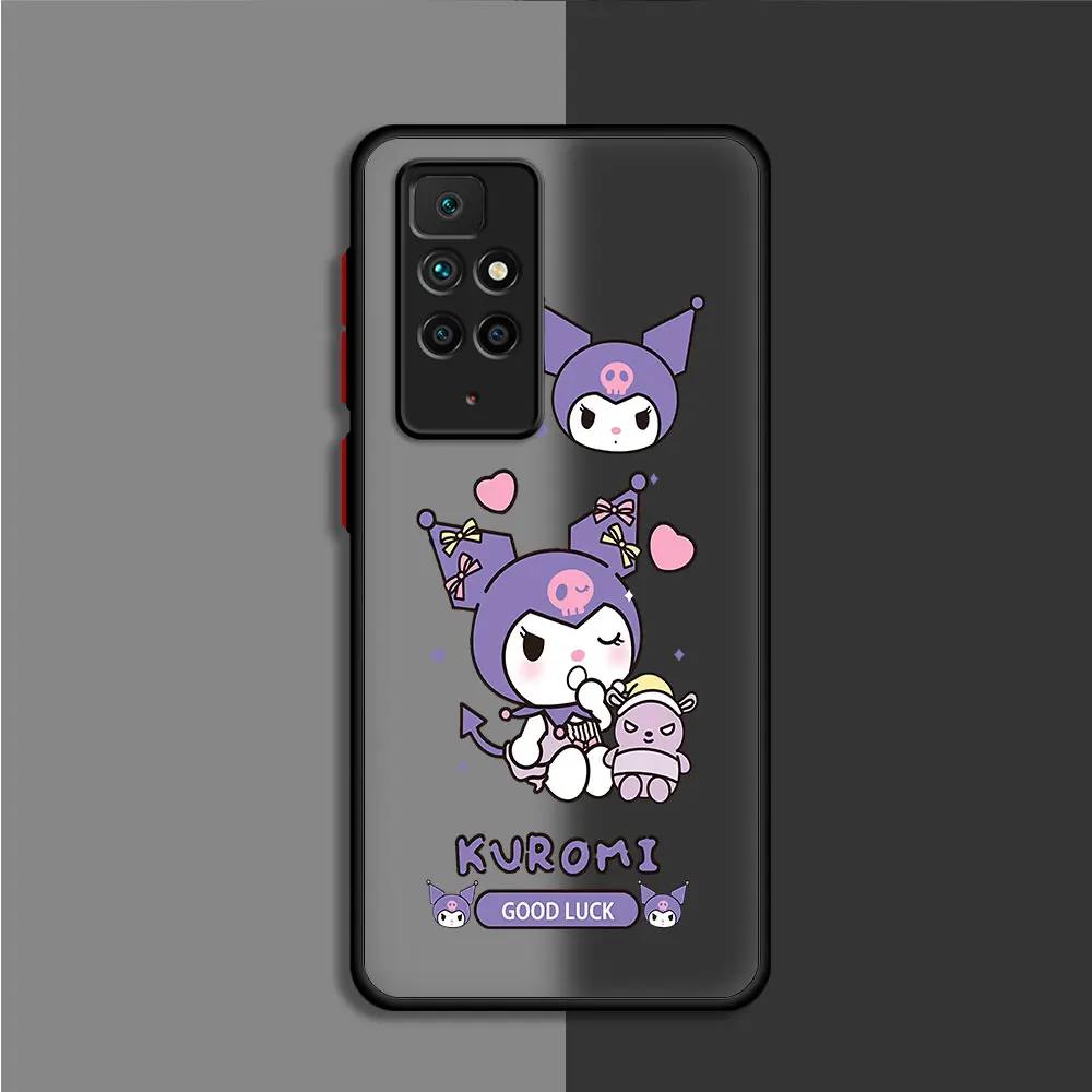 Matowy pokrowiec na telefon Xiaomi Redmi Note 11 Pro Plus 10 12 9S 12S K40 10C 9 9C 9A 11S 9i A1 Black Funda Anime Kuromi My Melody