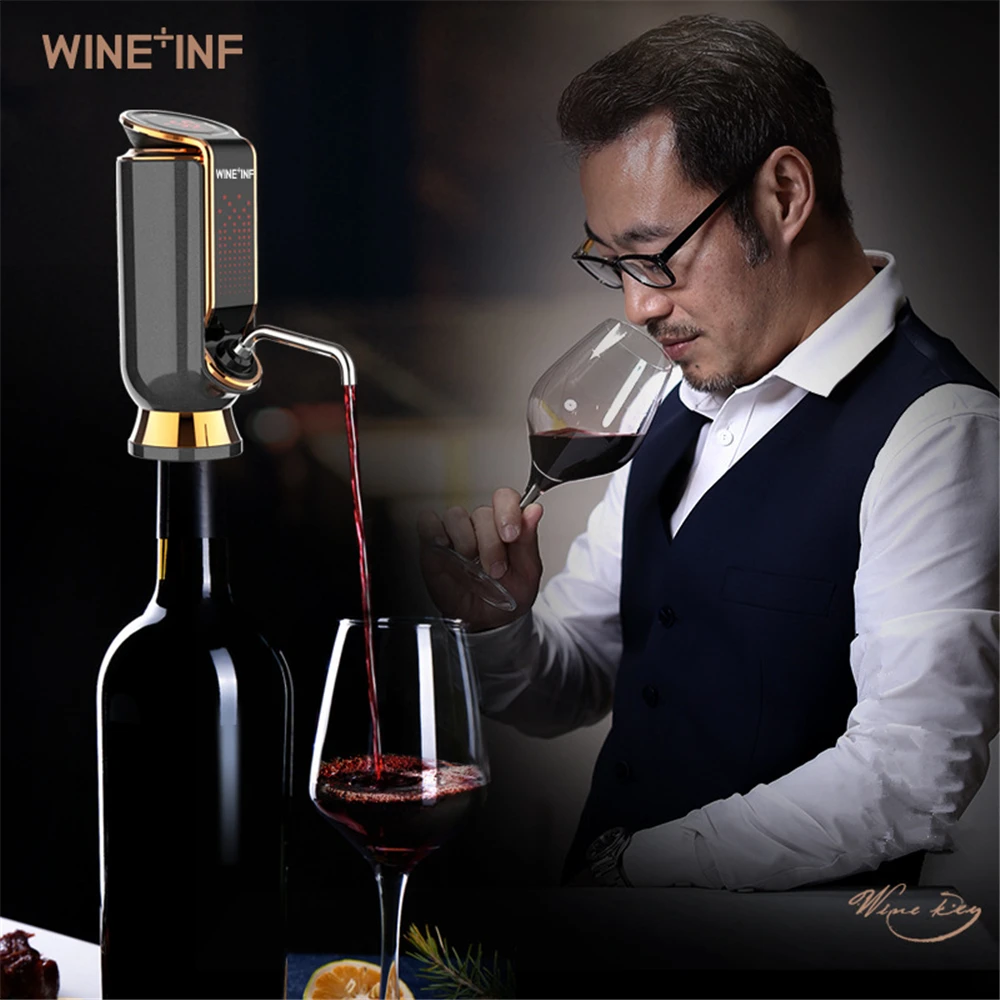 

Smart Electric Wine Decanter with 10 days Vacuum Preservation Wine Aerator Wine Stopper Wine Output Setting Temperature Display