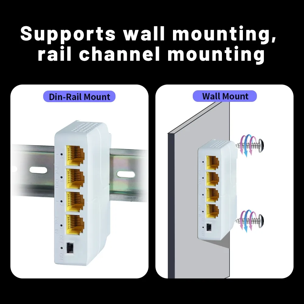 3-Port-PoE-Extender 10/100/1000 Mbit/s 1 bis 3 Netzwerk-Switch-Repeater mit IEEE802.3af Plug&Play für PoE-Switch NVR IP-Kamera