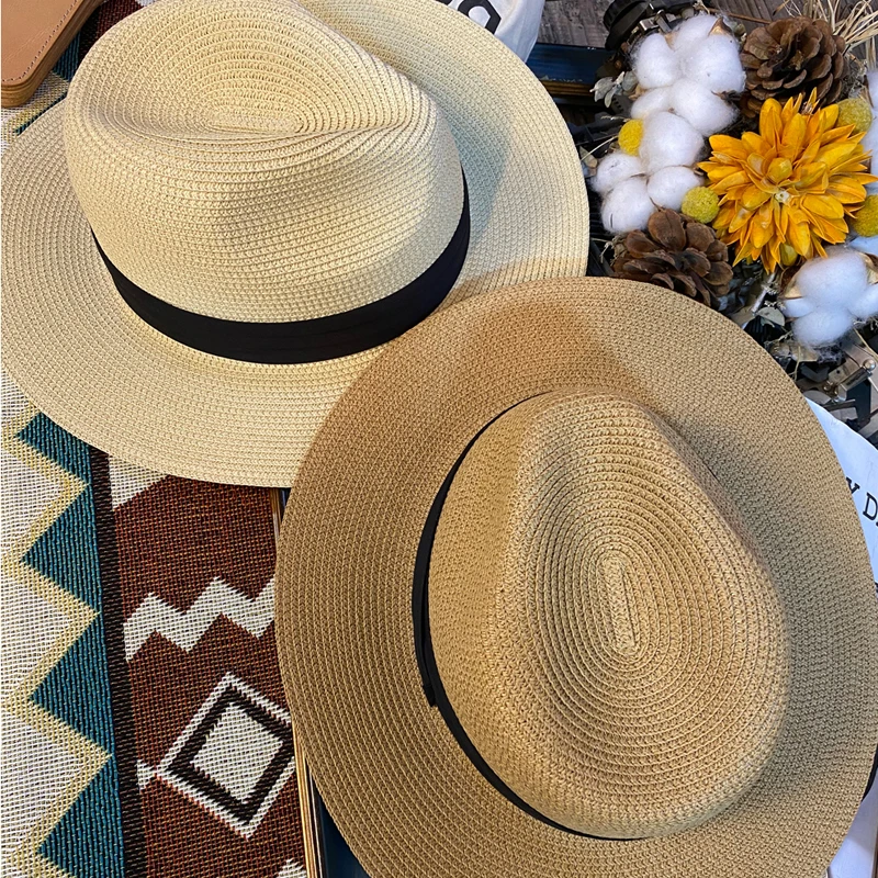 Classic Panama Hat Handmade Wide Brim Braided Sun Hats for Women Man Adjuatable Traveling Beach Straw Hats UV Protection Caps