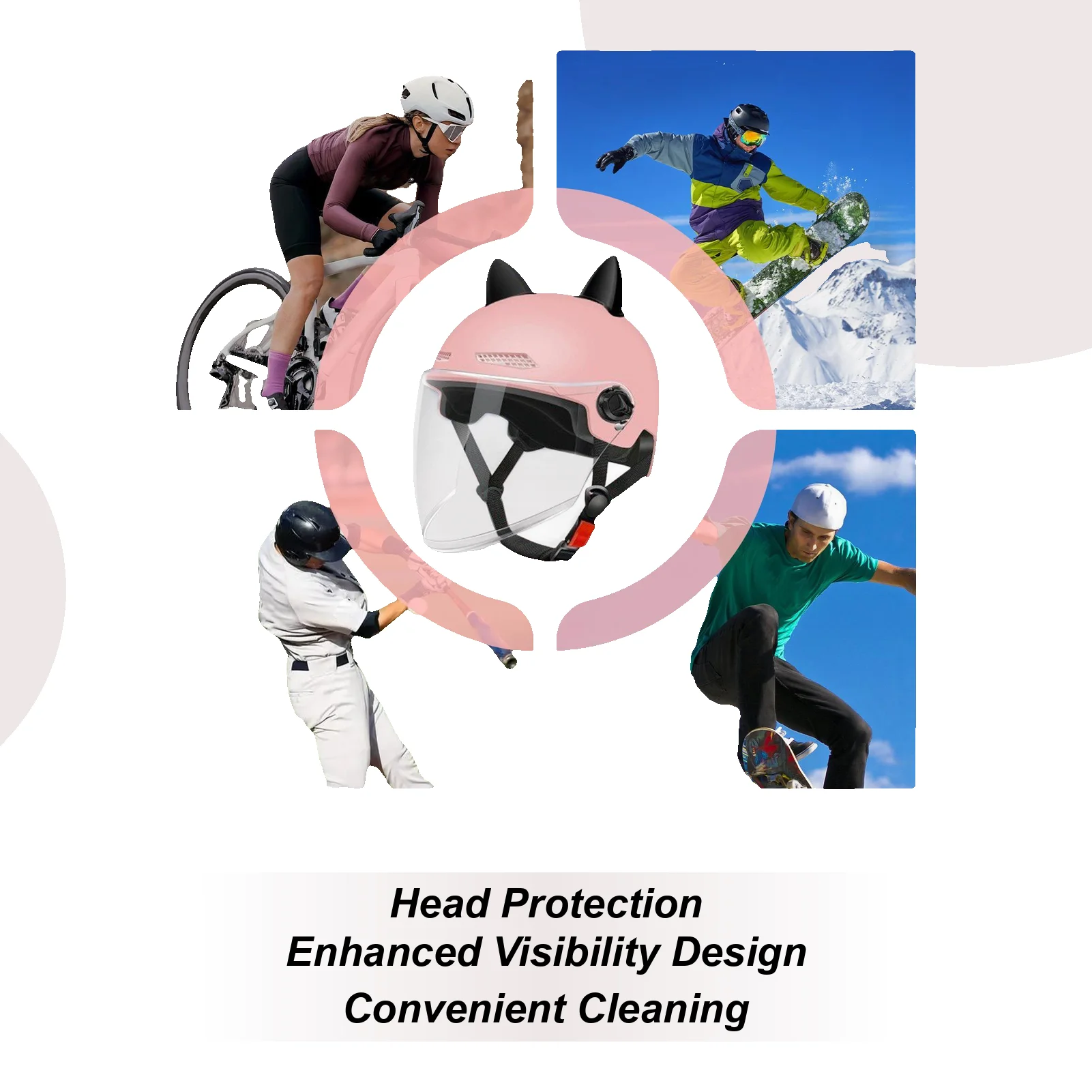 Motorcycle Open Face Helmet For Men And Women Sun Visor Face Shield Top Lightweight Electric Scooter Bike Riding Accessories