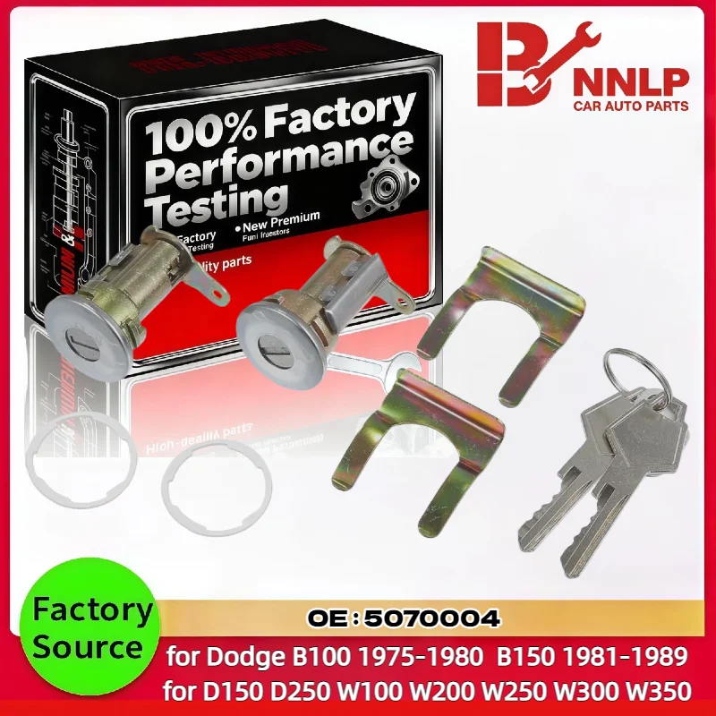 Cilindro de Cerradura de Puerta de Coche OEM 5070004 con Juego de Juntas y Clip para Llave para Dodge D100 D250 D350 W150 W350