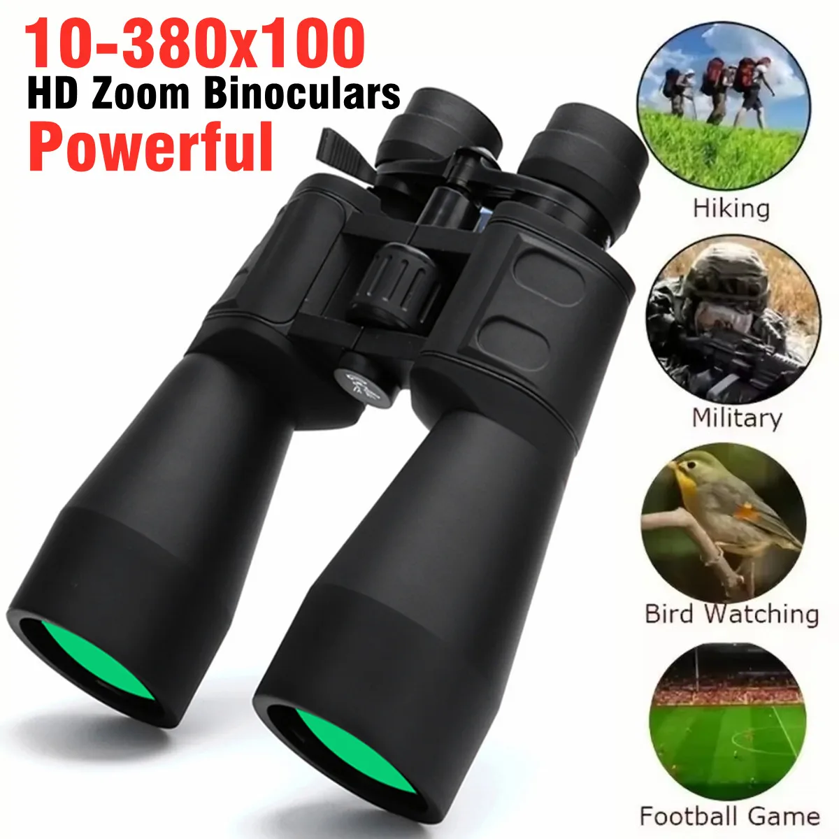 

10-380x100 Powerful Binoculars Long Range Telescope Zoom HD BAK4 High Magnification Professional Monocular for Hunting Tourism