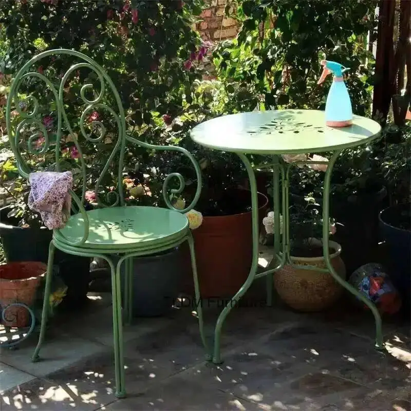For Outdoor Nordic house Table Iron Garden Terrace Balcony country Table Waterproof Leisure and Chair Chairs Patio Furniture Z
