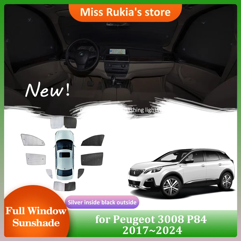 

Автомобильные солнцезащитные козырьки для Peugeot 3008 P84 2017 ~ 2024 2018 2019, боковые окна на крыше, солнцезащитный козырек, занавеска на лобовое стекло, аксессуары для крыши