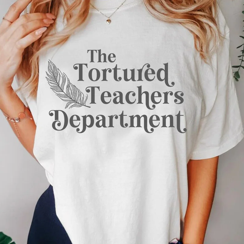 

The Tortured Teachers Department T-Shirt Women Casual Trendy Cotton Short Sleeve Tees Flower Design T Shirt Summer O Neck Tshirt