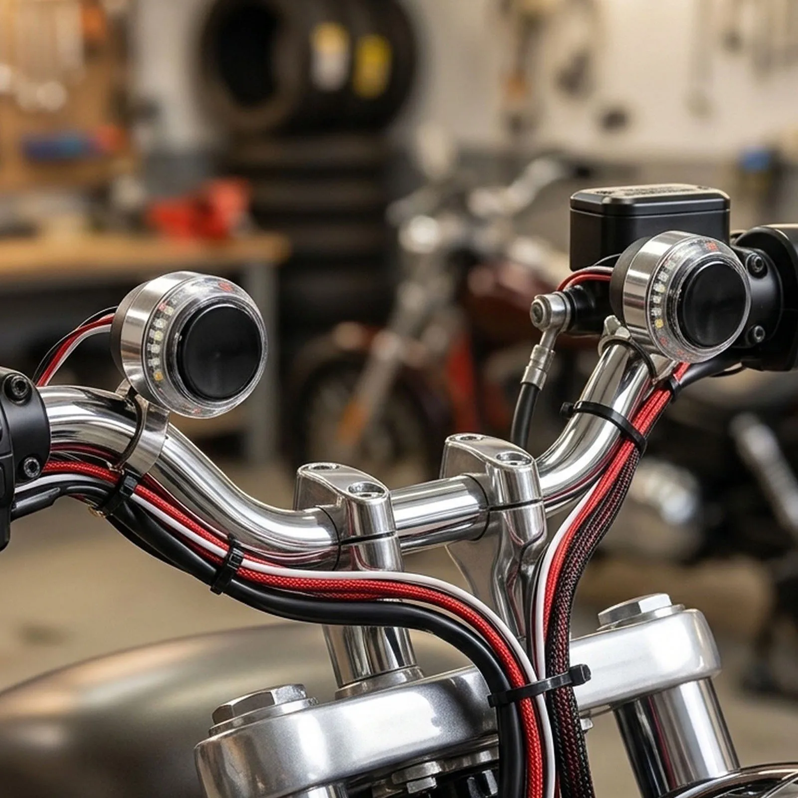 2Pcs LED Motorcycle Handlebar Signal Lights with Turn Indicator and Brake Light Features for Enhanced Road Safety