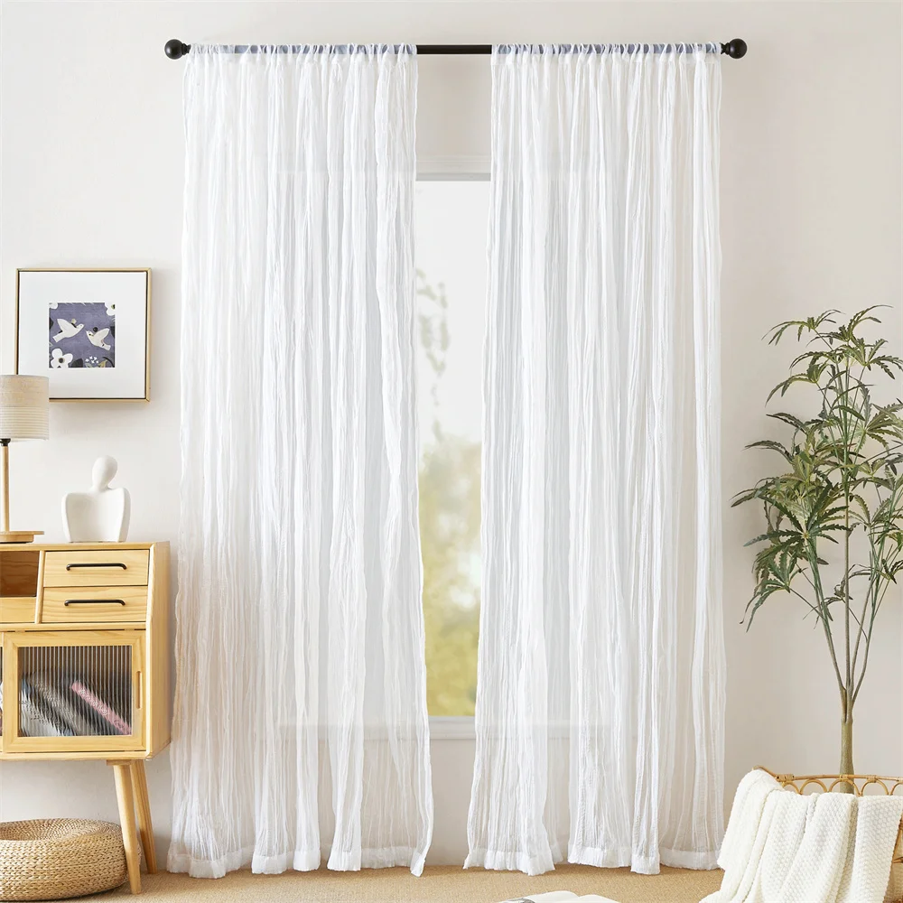 RYB HOME Sheer Curtains for Girl's Bedroom Living Room Kitchen Curtain Drapes