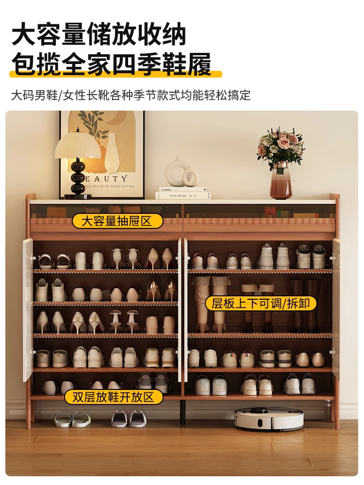 Solid wood home entrance shoe cabinet large capacity multi-layer storage cabinet integrated modern simple home entrance door
