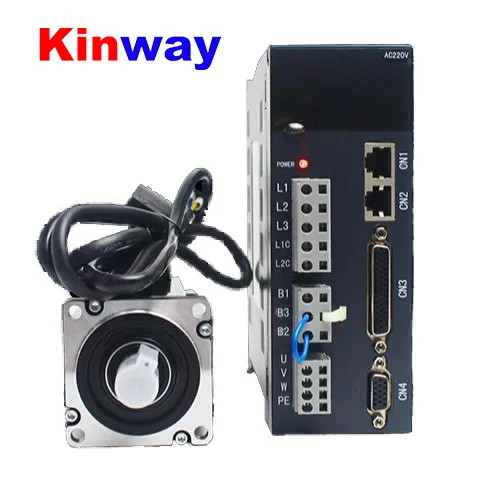 Kinway Servos 200W Nema24 60mm 2500PPR 200~240V Servo Motor Driver Kit LCMT-02L-60M00630 +A4 CNC servos industrial machine