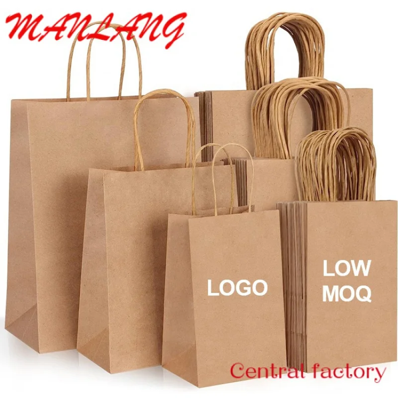 Custom  Free Sample Cheaper Price Custom Logo Eco Friendly Food Packaging Kraft Paper Bag