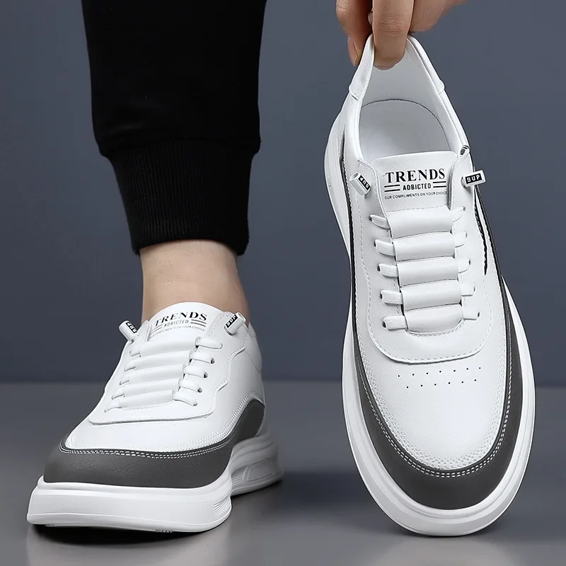 

Весенне-осенние новые кожаные кроссовки для мужчин, модная повседневная дизайнерская обувь, мужская белая спортивная обувь на платформе, мужская обувь