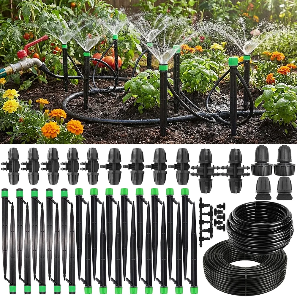 Adjustable Premium Complete Drip Irrigation System for Garden with Drip Emitters,5/16