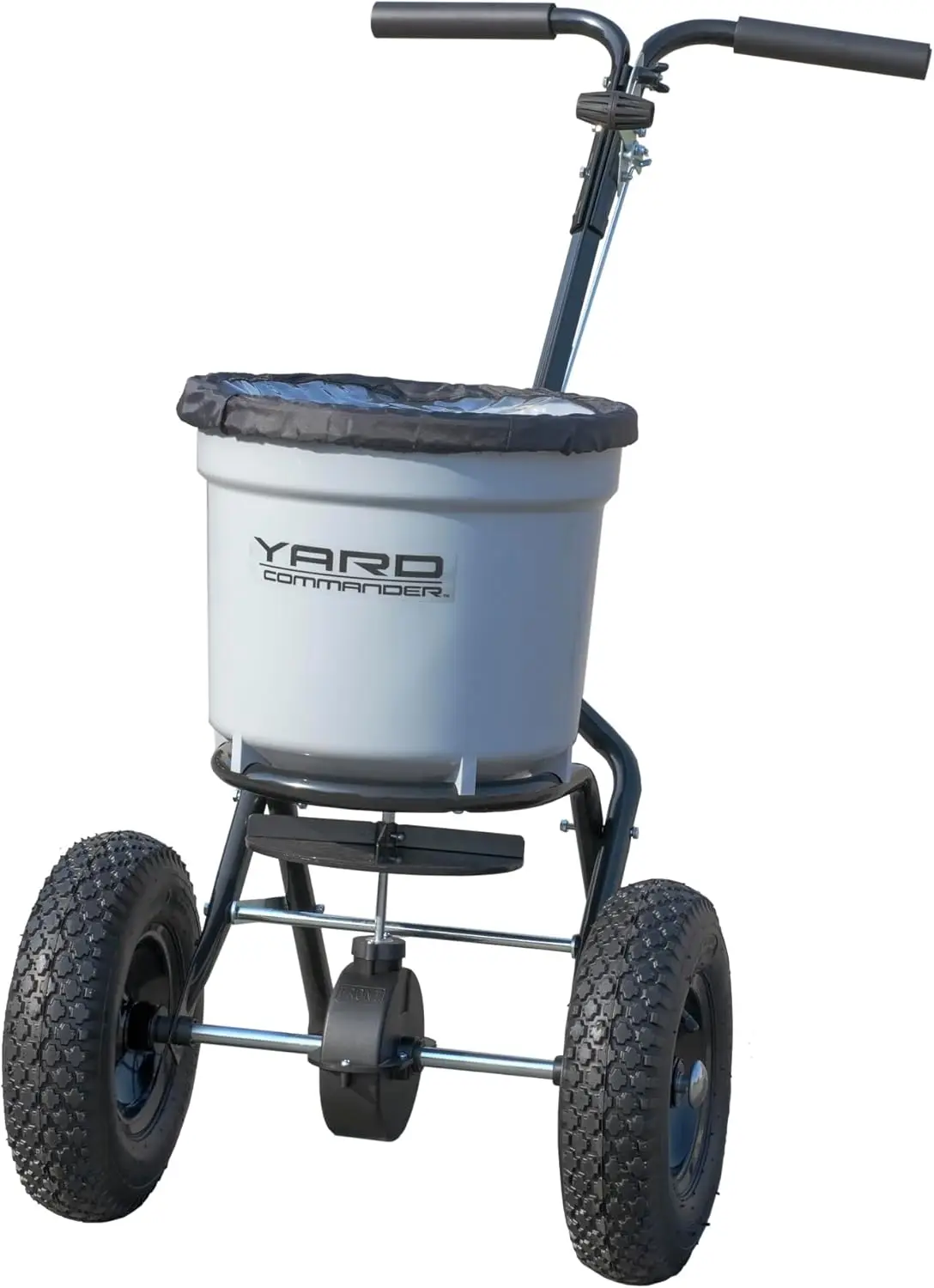 50-Pound Walk-Behind Push Broadcast Spreader - 10-12 Foot Spread Fertilizer, Salt & Grass Seed