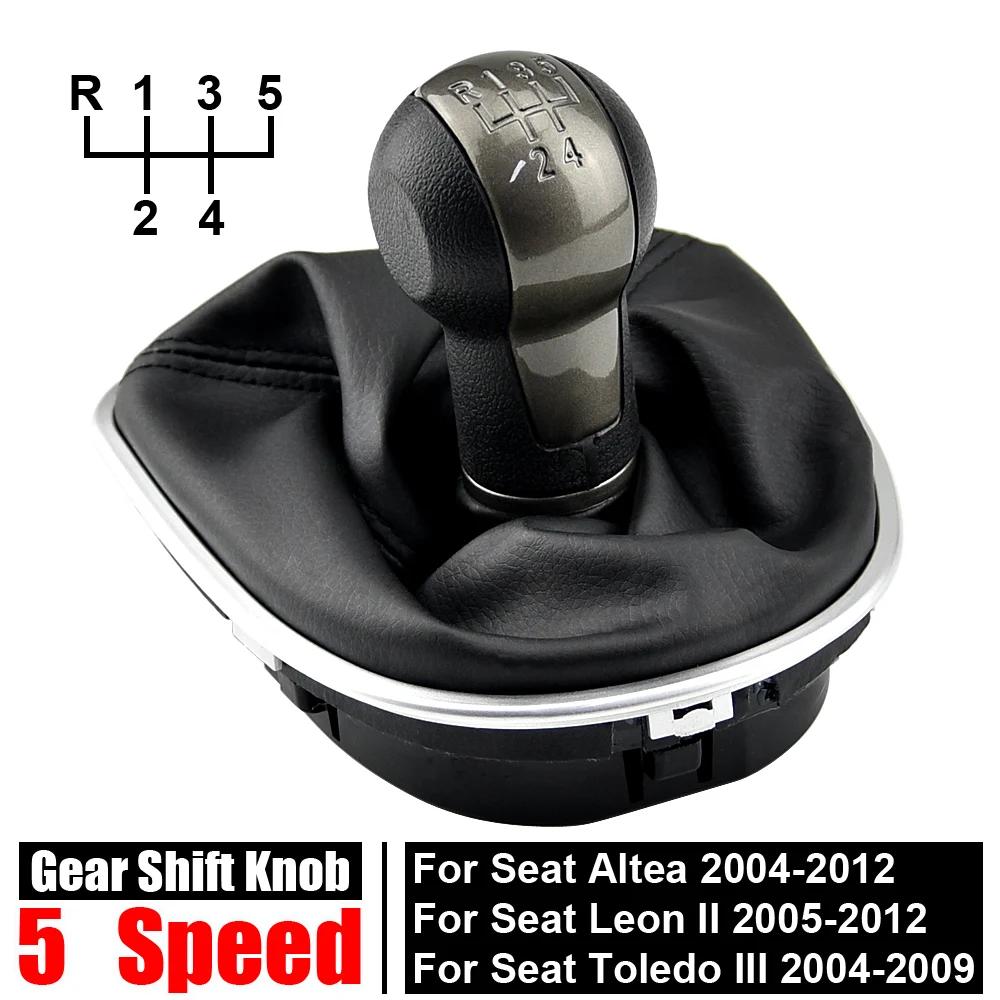 For Seat Leon 1P 2005 2006 2007 2008 2009 2010 2011 2012 Car-Stying 5 Speed Car Gear Stick Shift Knob With Leather Boot