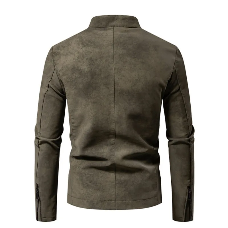 سترة جلدية أمريكية جديدة ذات ملمس راقي، صبغ ريترو غير لامع، سترة جلدية رائعة للدراجات النارية #5