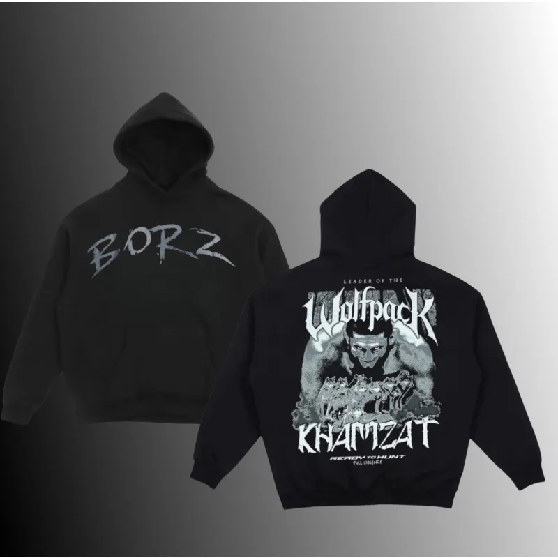 

High Speed Boxing KHAMZAT Portrait Cotton Hoodie Loose Warm Hoodie Sports Sweatshirt Long Sleeve Fleece Fitness Casual Pullover