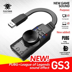 PLEXTONE GS3 Sound Card Drive free 7.1 Channel Sound Effect USB External 3.5mm Laptop Gaming Sound Card