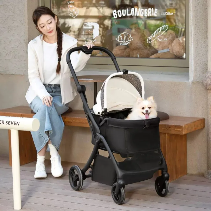 

Automatic Folding Pet Stroller with Gravity Auto Retract System for Cats Dogs Outdoor Travel Lightweight Durable Design