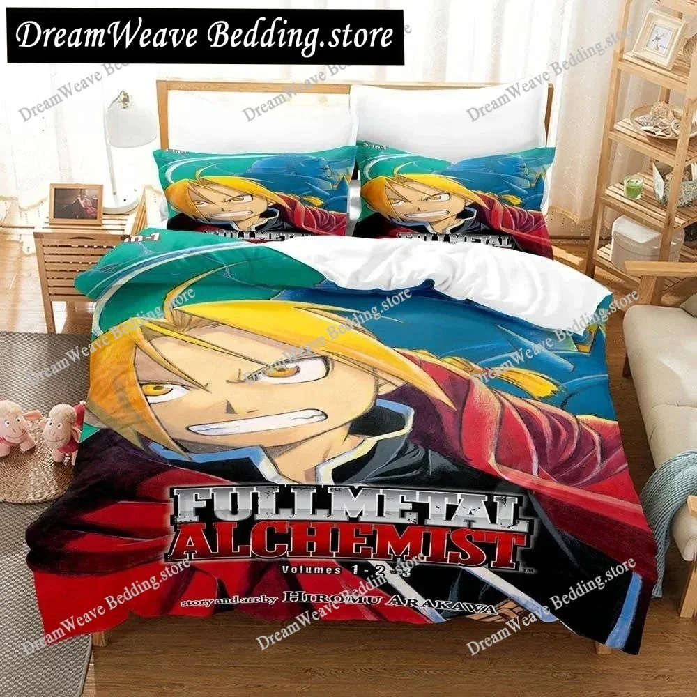 

3D Printed Cartoons Fullmetal Alchemist Bedding Set Single Twin Full Queen King Size Bed Set Adult Kid Bedroom Duvet Cover Sets