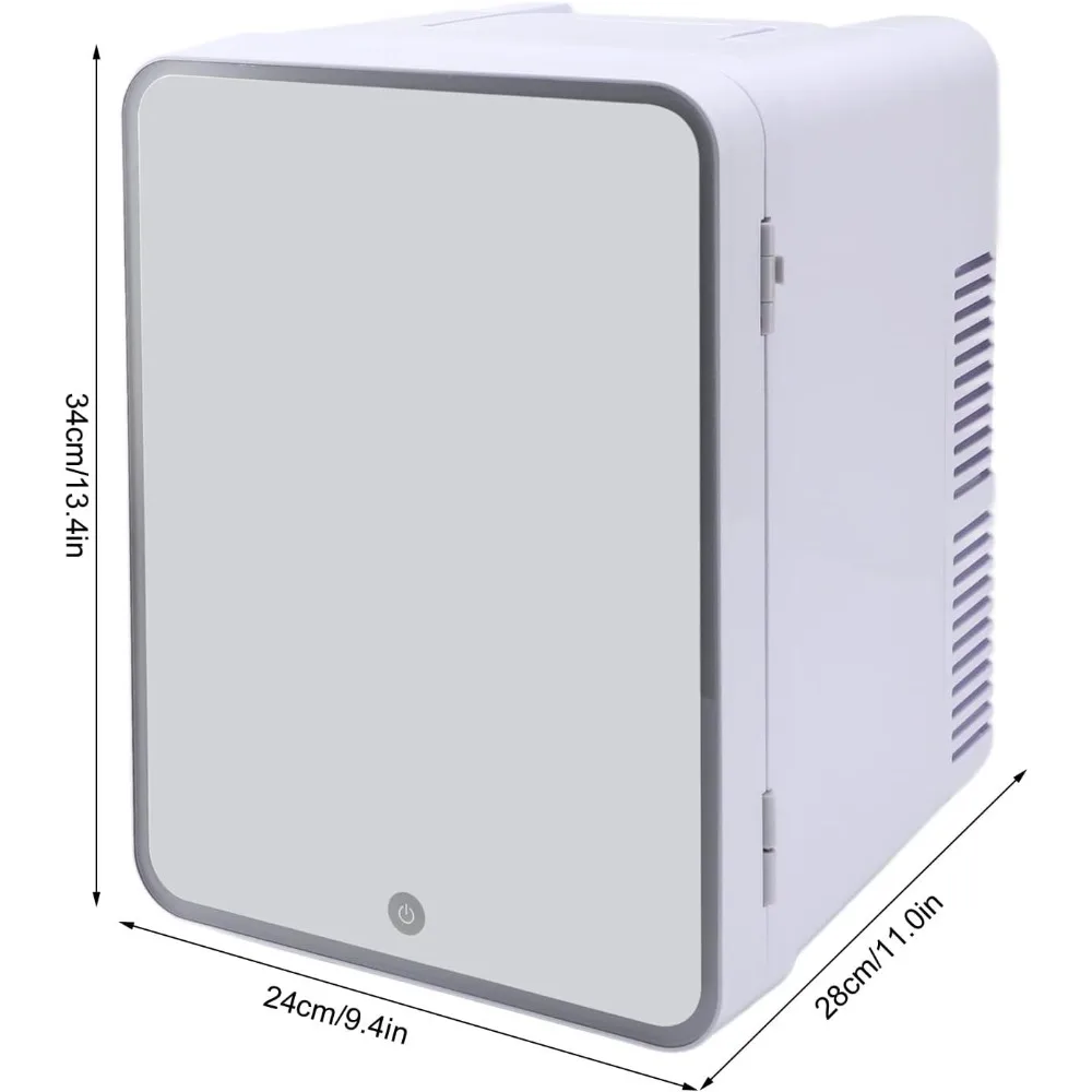 ثلاجة صغيرة للعناية بالبشرة، ثلاجة تجميل صغيرة محمولة سعة 10 لتر مع مرآة LED قابلة للتعتيم للتبريد والمكياج/العناية بالبشرة