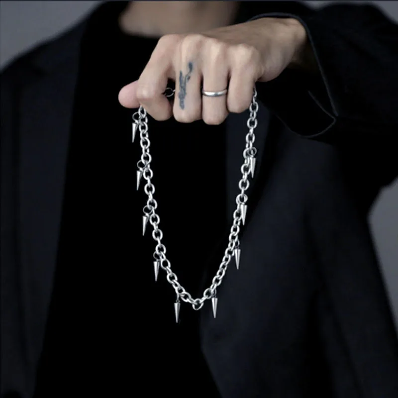 Stainless Steel Chains Rivet Choker Necklace for Men Hiphop Punk Neck Jewelry Short Collar Chain With Pendant Gothic Accessories