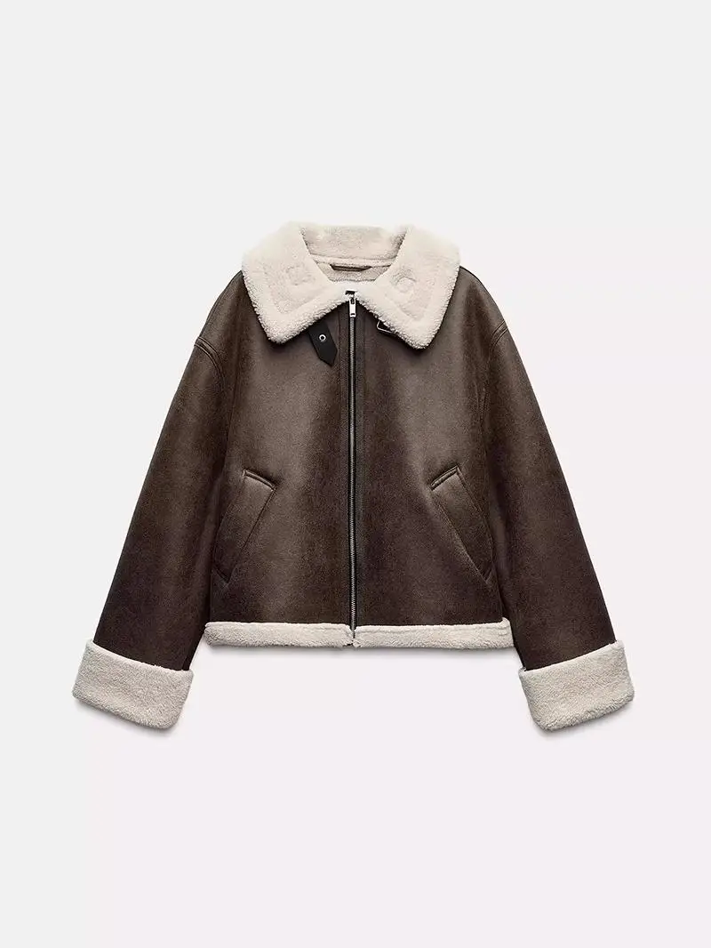 

Двустороннее замшевое курто, женское пальто с морским воротником, кожаный мех, новое осенне-зимнее новое поступление, свободные лохи для поездок на работу...