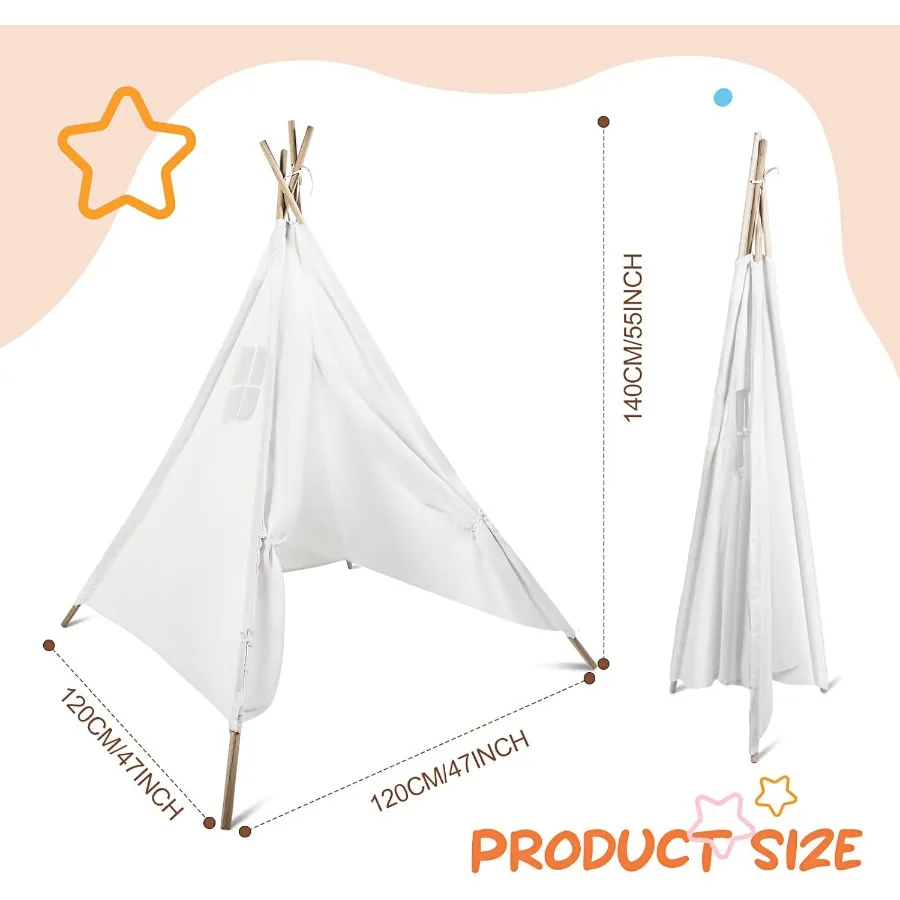 4 Pack Kids Inflatable Bed Teepee Tent Set, Includes 4 Portable Air Mattresses, Foldable Tents, and White Flat Sheets