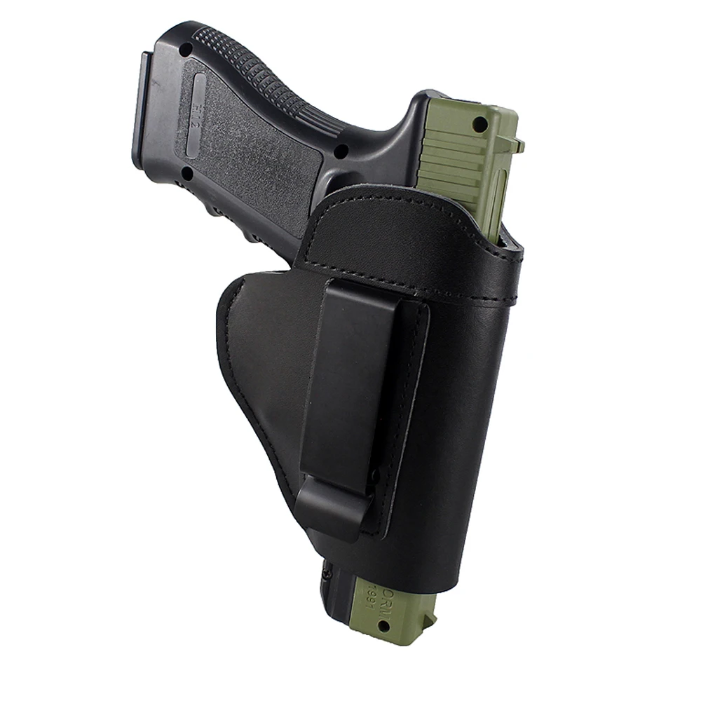 Tactical Leather Holster Right Hand Gun Pistol Handguns Holster Waist Belt Holder Concealed Carry for Glock 17/19/20/21/22/23/25