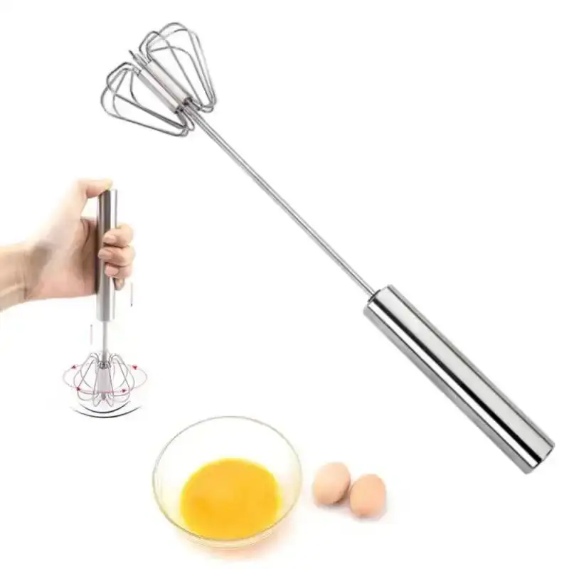 Hand Pressure Semi-automatic Egg Beater Stainless Steel Kitchen Accessories Tools Self Turning Cream Utensils Whisk Manual Mixer