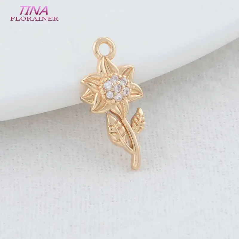 6PCS 8*17MM 14K Gold Color Brass Rose Flowers Charms Pendants Necklace Earrings Jewelry Making Supplies Accessories