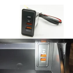 Presa di ricarica modificata per auto Interruttore presa di corrente Car Dual USB Ricarica rapida QC3.0 Adattatore per caricabatterie per telefono per accessori VW Golf 7