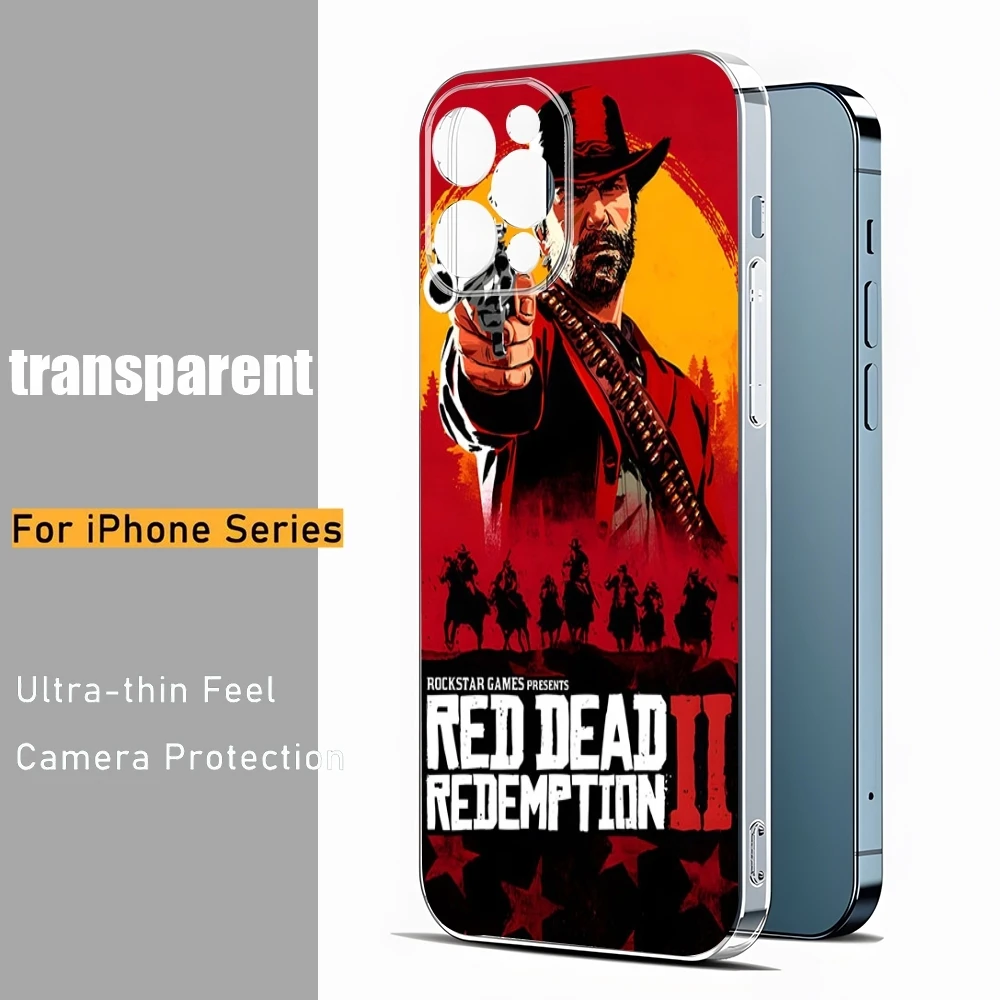 Red Dead Redemption 2 Phone Case for iphone 14 12 Pro 15 Max 13 11 Mini 6 7 8 Plus X XR XS SE 2020 Transparent cover