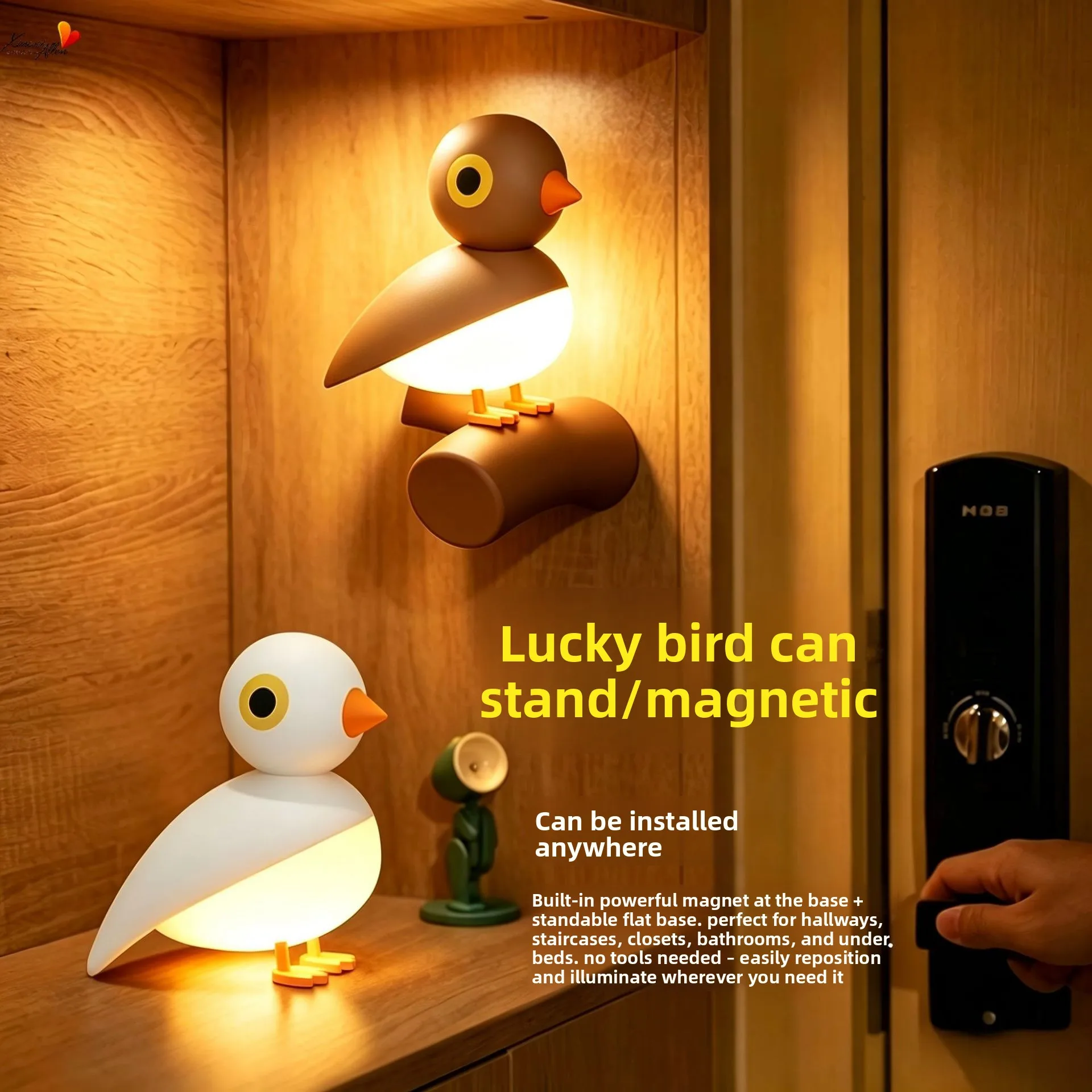 Lucky Bird Night Light with Magnetic Base and Motion Sensor