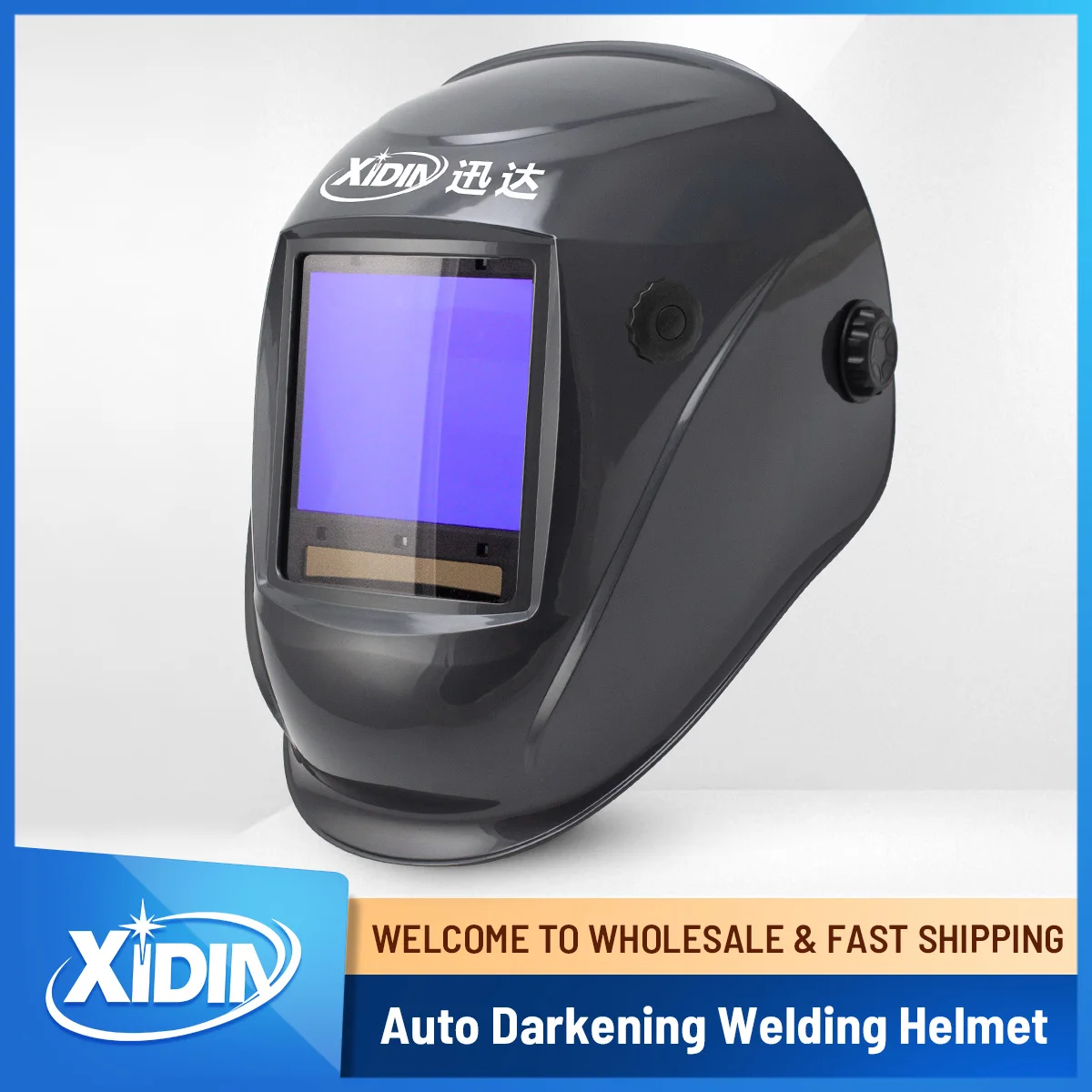 

Welding Helmet Auto Darkening 1/1/1/1 Top Optical Clarity Wide Shade 3-14 for TIG MIG ARC Weld Plasma Cut Grinding(Gray 999D)