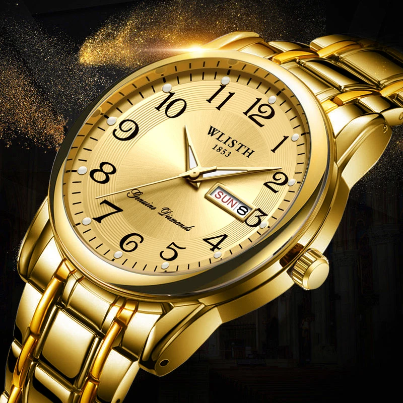 

Мужские часы, кварцевые часы, цифровые наручные часы, водонепроницаемые светящиеся часы с календарем, модные деловые легкие роскошные мужские часы