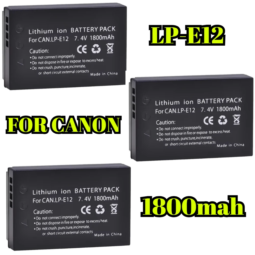 

1800 мАч LP-E12 аккумулятор с полным декодированием, совместимый для Canon EOS M50 M200 200D Rebel SL1, сменный литий-ионный аккумулятор для камеры Canon