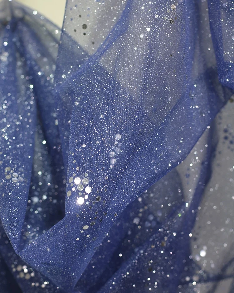 1yard Gradient soft mesh with gold Sequin fabrics for patchwork Dress cheongsam evening dress clothing designer fabric