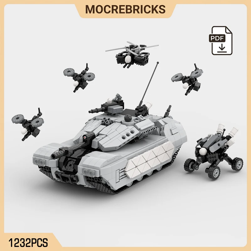 MOC Drone Operating Tank System Building Blocks Sci-Fi Military Vehicle Bricks Creative Mech DIY Toy Boy Gift 1232Pcs