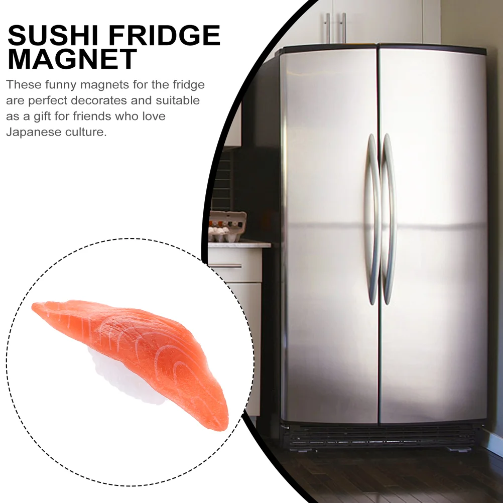 2 Pcs Sushi Fridge Magnet Kitchen Magnets Food Stickers Home Salmon Fake Pvc Decorative Functional and Small Size Decorations