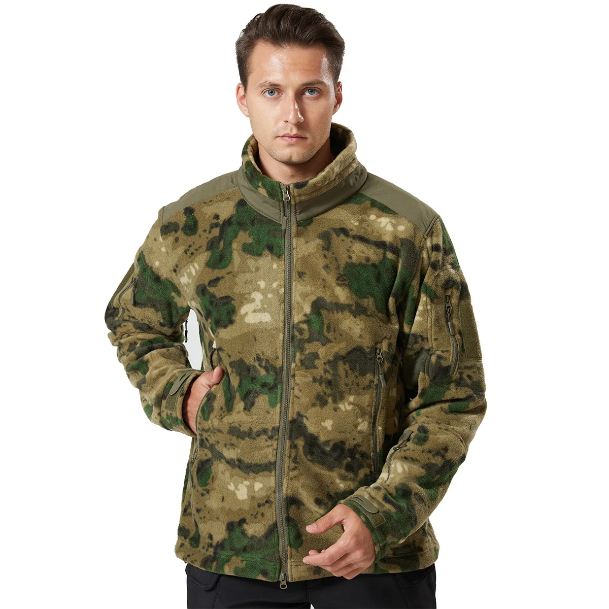 2023 Winter Fleece Jacket Men\'s Sports Tactical Jacket Combat Military Outdoor Hiking Polar Streetwear Hooded Coat Tops Outwear