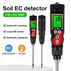 Nowy przenośny tester EC gleby z podświetleniem Cyfrowy detektor gleby EC/TEMP 2 w 1 Analizator gleby ATC EC do szklarni ogrodowej