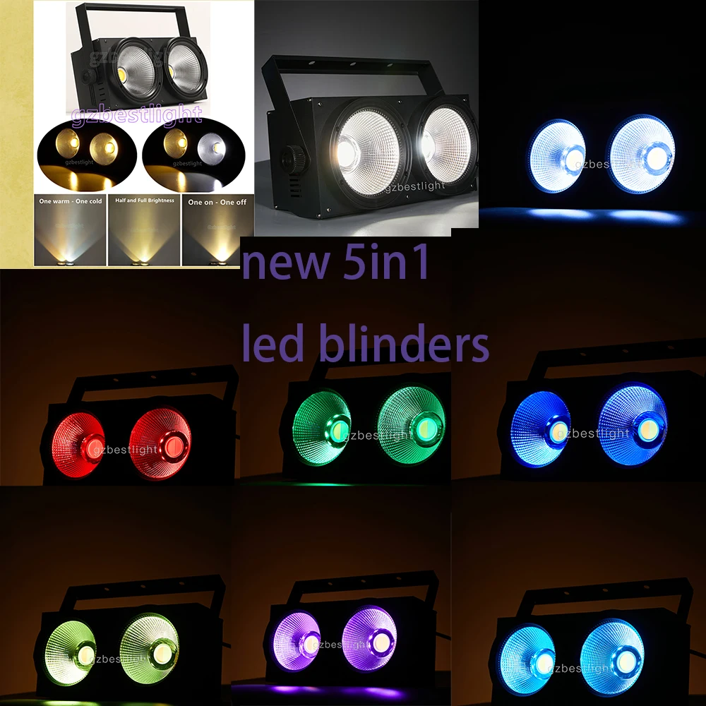 NEW Eurolight led blinders 5in1 DMX 350w CW/WW light with ring rgb 3in1 5 colors audience 200w cob cw/ww ring rgb 3in1 led blind